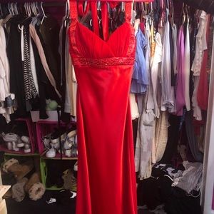 Red silk gown
